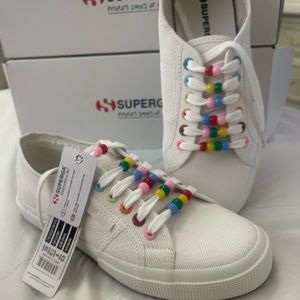 Superga white rainbow bead sneakers women US 8